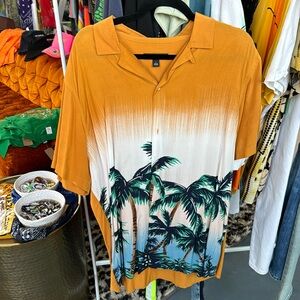 Mens INC Hawaiian S/s Button Down